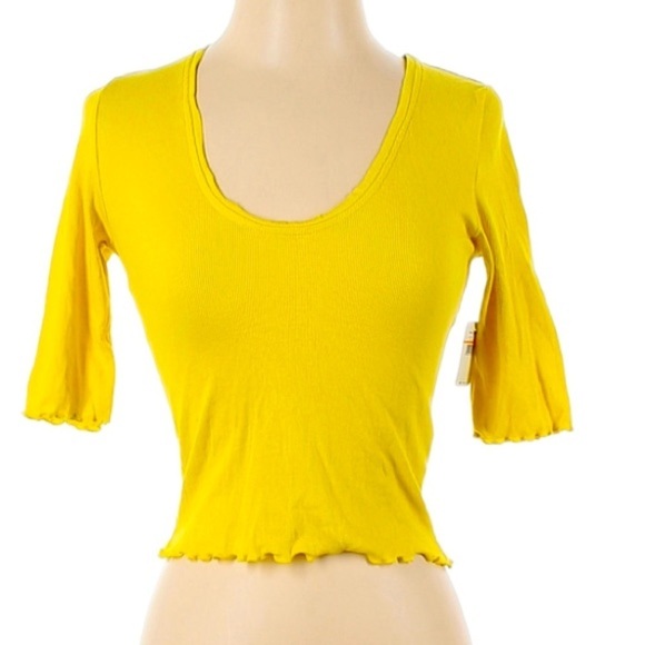 Free People Intimately 3/4 sleeve yellow top size small - Picture 1 of 5